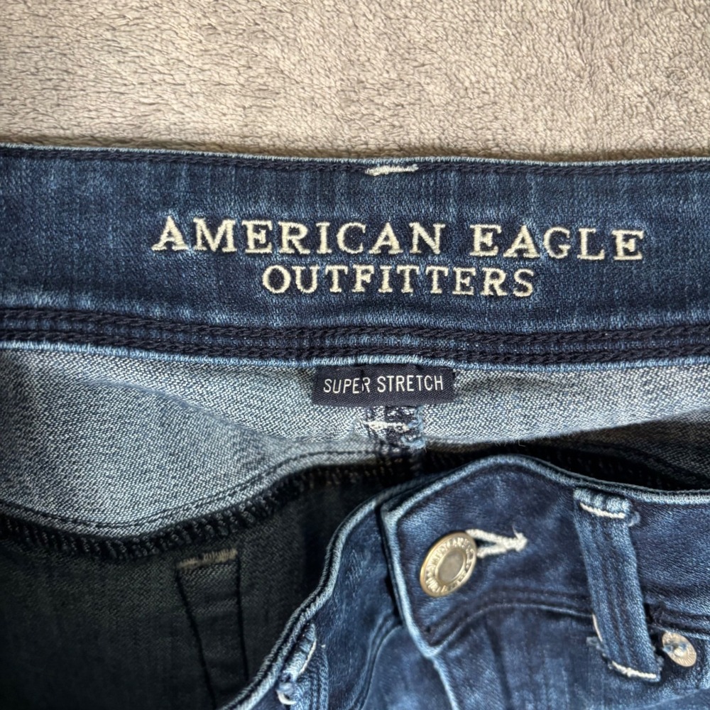 American Eagle Kick Boot Super Stretch Dark Wash Jeans Womens 8 Long - Picture 5 of 12
